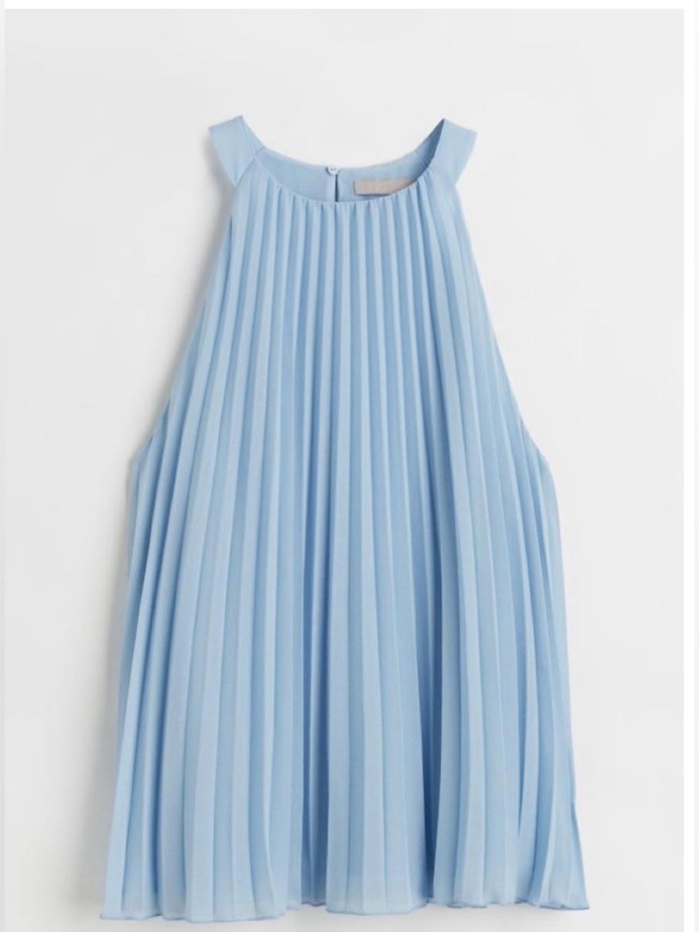 H&M Light Blue Pleated Halter Neck Top Sleeveless Blouse, Women’s XL